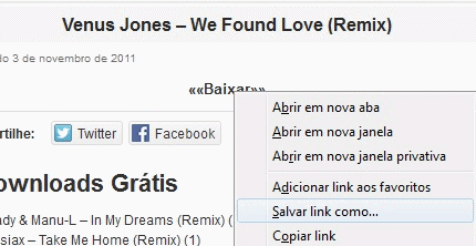 Baixando Remixes Musicas Firefox